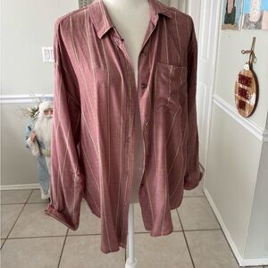 American Eagle Outfitters Pink and Yellow Striped Shirt